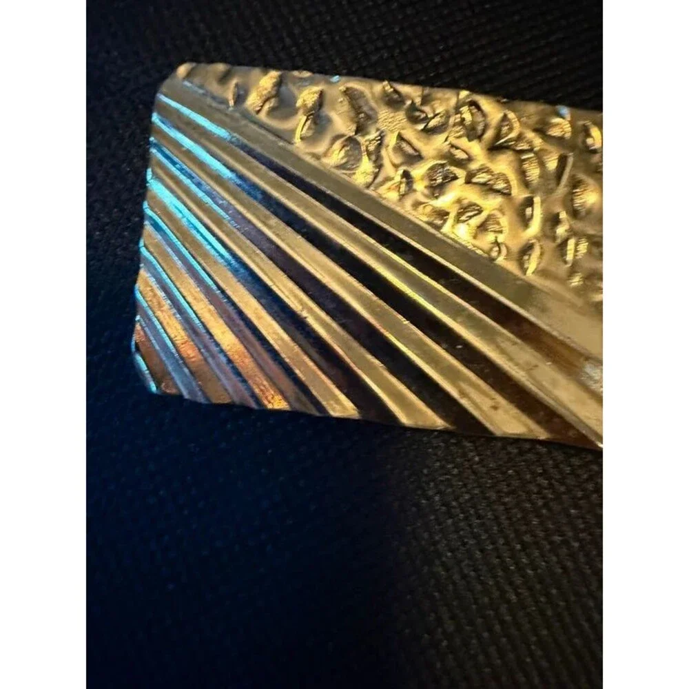 Vintage 80s Silver Tone Geometric Brooch - Art Deco Revival